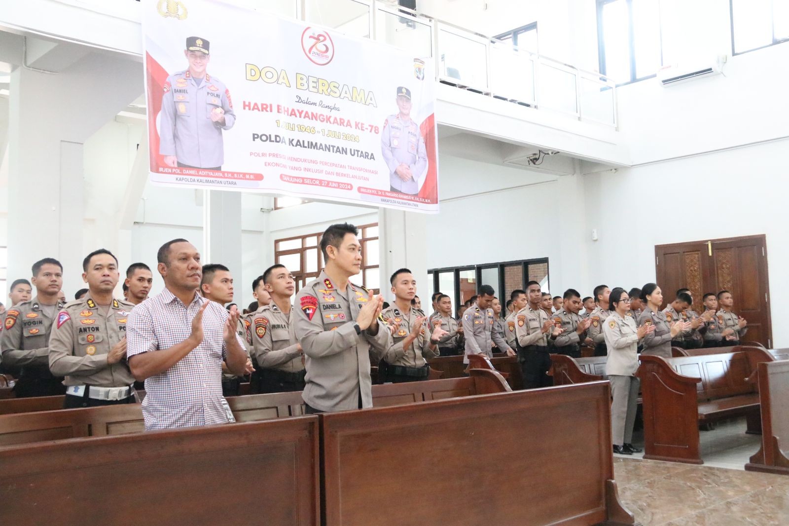 Polda Kaltara Laksanakan Binrohtal Dan Doa Bersama Dalam Rangka HUT  Bhayangkara Ke – 78